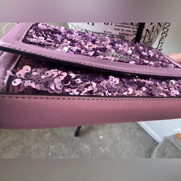 Coach leather purple sequin handbag - Picture 10 of 16